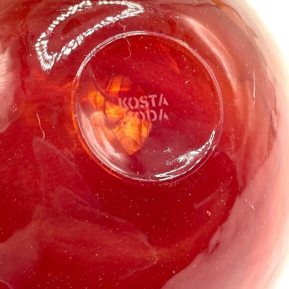 Kosta Boda Atoll Orange Votive Holder Crystal Hand Blown Anna Ehrner Sweden - Picture 7 of 7